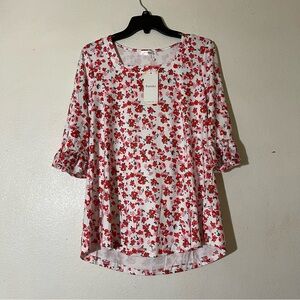 Pout Red Floral Women's Blouse